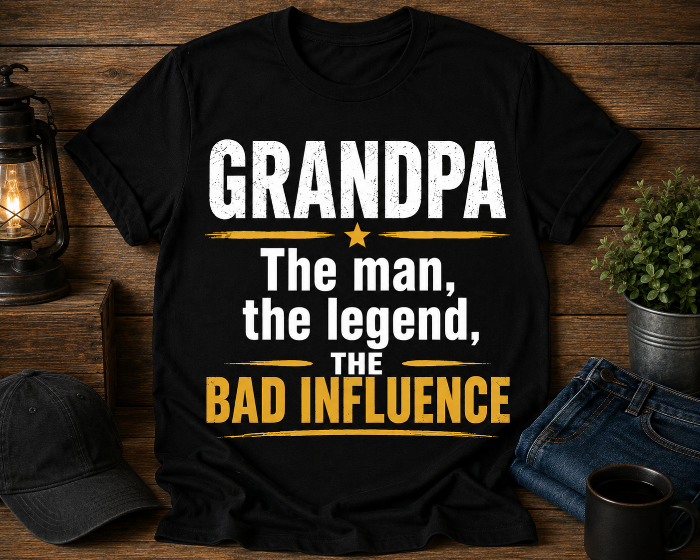 Tee Shirt Limited edition GRANDPA The Man, The Legend, The Bad Influence