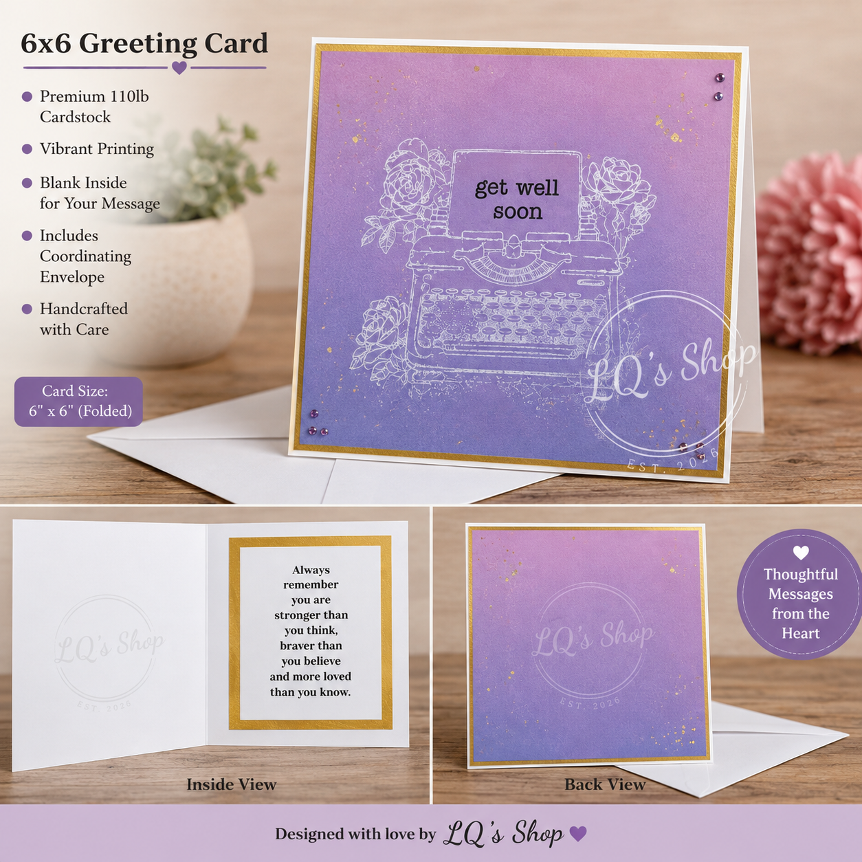 Card "Get Well Soon Typerwrter"