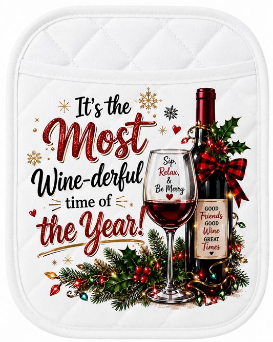 Christmas Pot holder It's the Most Wine-derful Time of the Year