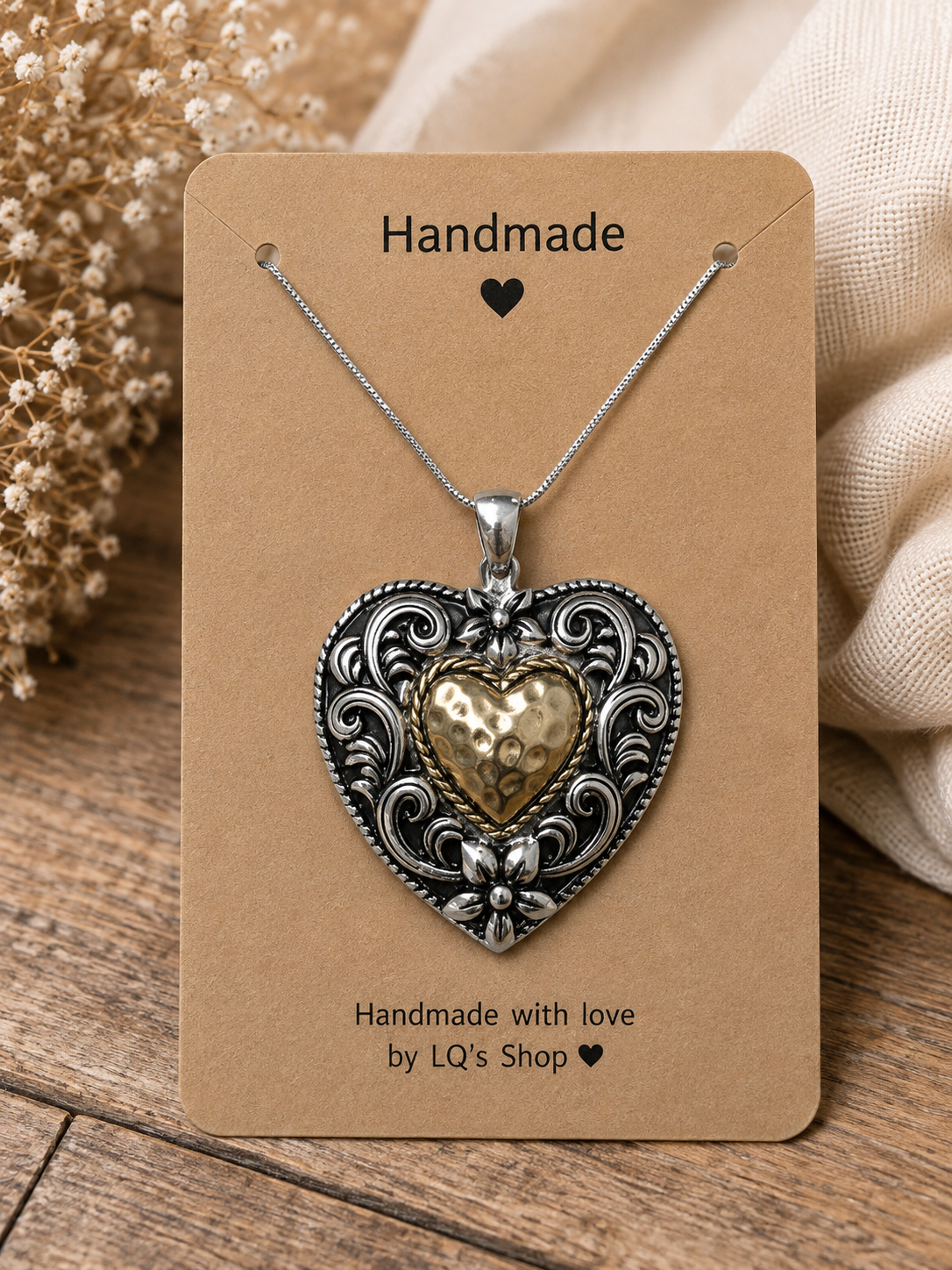 Vintage Filigree Heart Necklace