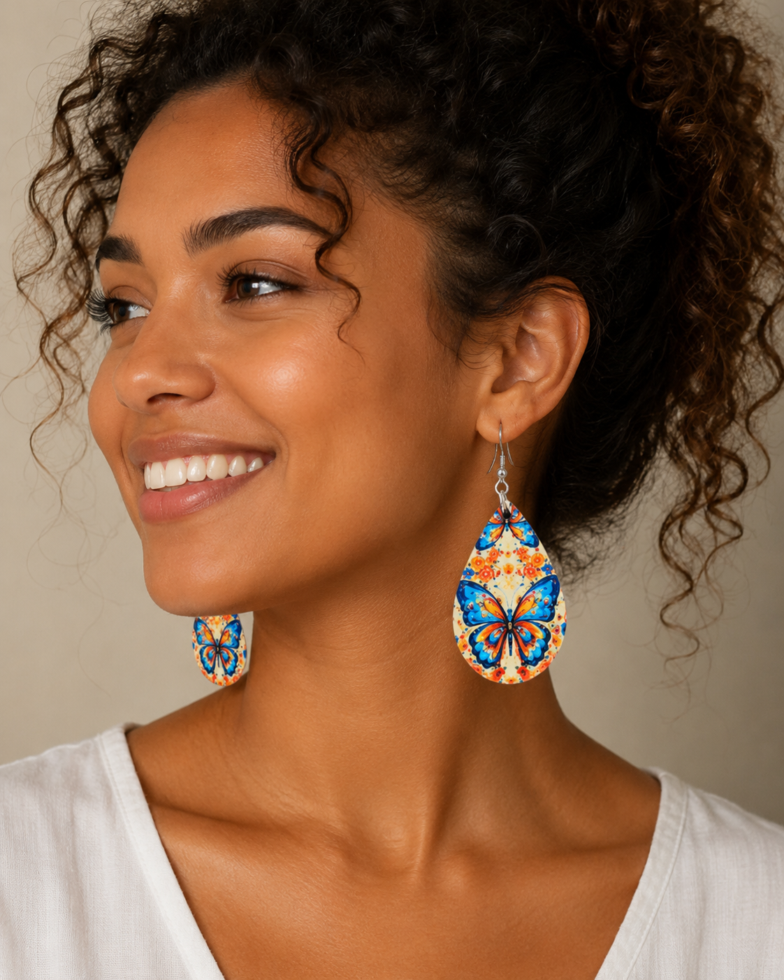 Blue Butterfly Teardrop Earrings | Handmade Statement Dangle Earrings