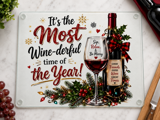 Christmas Glass Cutting Board It's the Most Wine-derful Time of the Year