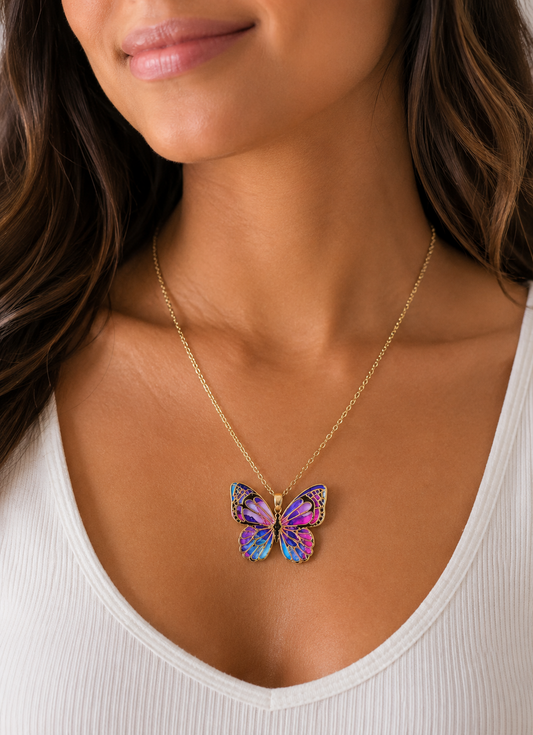 Necklace Colorful Butterfly Pendant