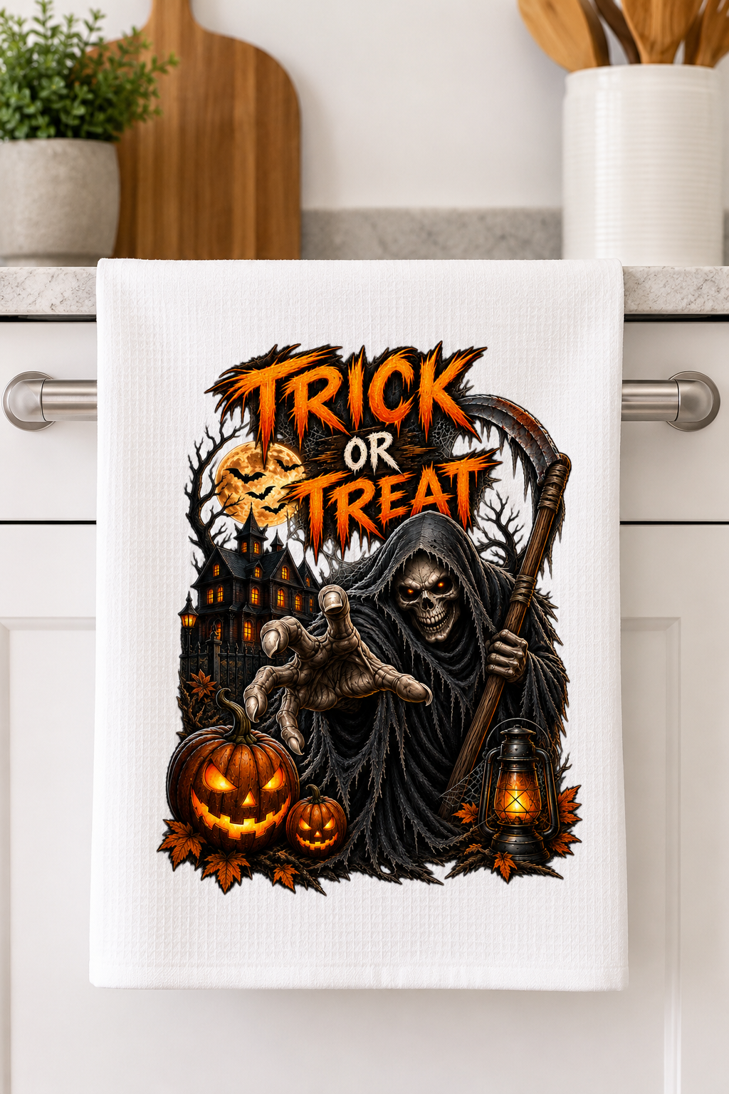 Kitchen Towel Trick or Treat Grim Reaper