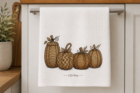 Kitchen Towel Rustic Woven Pumpkin