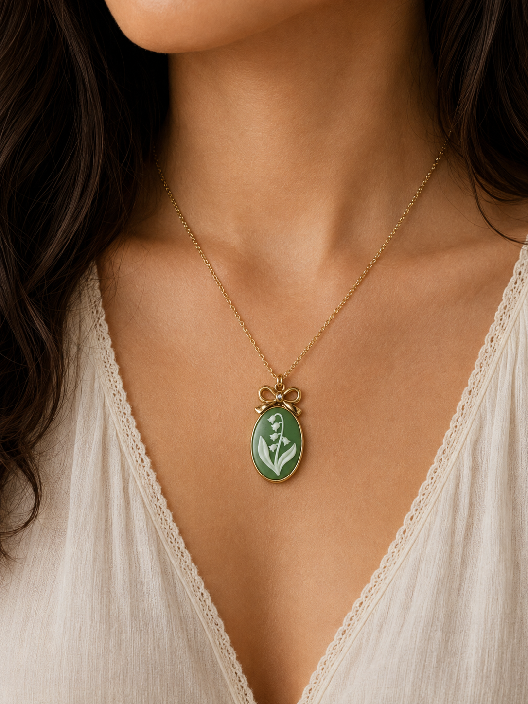 Lily of the Valley Cameo Necklace