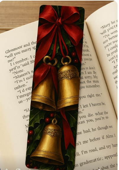 Vintage Christmas Bells Bookmark – Option 2 🎄