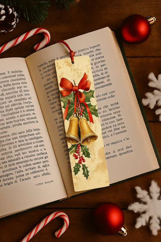 Vintage Christmas Bells Bookmark – Option 1 🎄